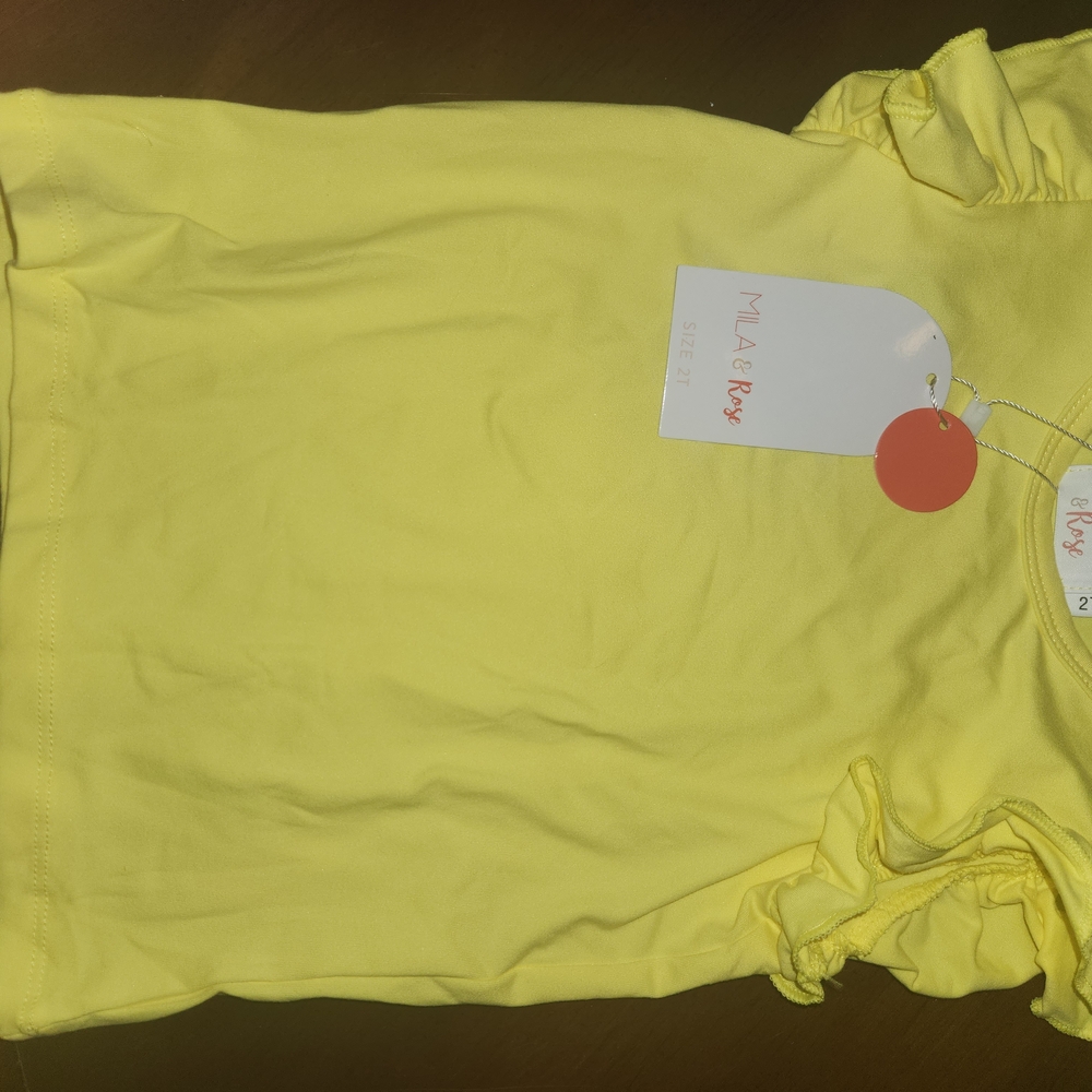 Mila & Rose Yellow Short Sleeve Ruffle Sleeve Tee Shirt